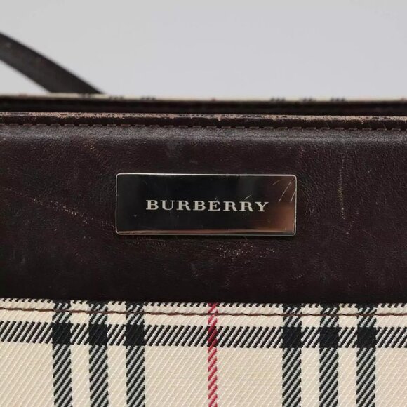BURBERRY Nova Check Shoulder Bag Canvas Beige Authentic - Picture 12 of 16